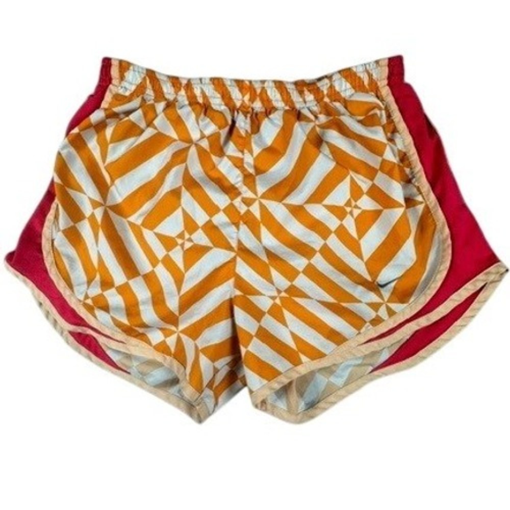 Nike Running Shorts Womens Small Orange White Geometric Tempo Dri-FIT Pink‎ Mesh